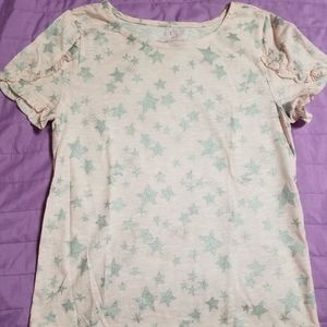 Sweet Silver Star Ruffle-sleeved Tee